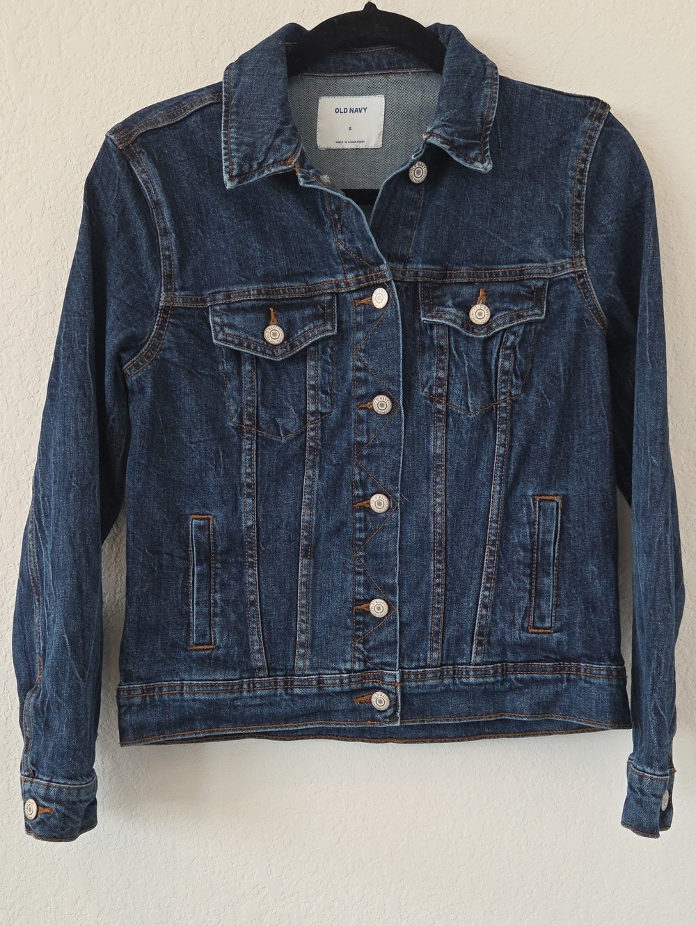 Womens Old Navy Dark Blue Wash Denim Jean Jacket - Classic Trucker S